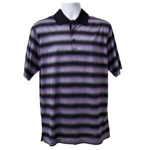 Bugatchi Polo Shirt Mens Size Medium Striped Mercerized Cotton Multi-Colored